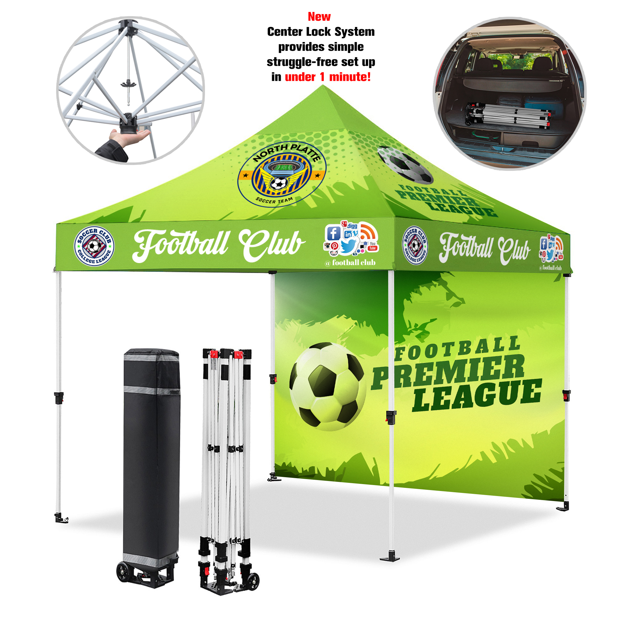 10'x10' Instant One-Push Custom Canopy Tent Kit w/Rear Full Wall 4