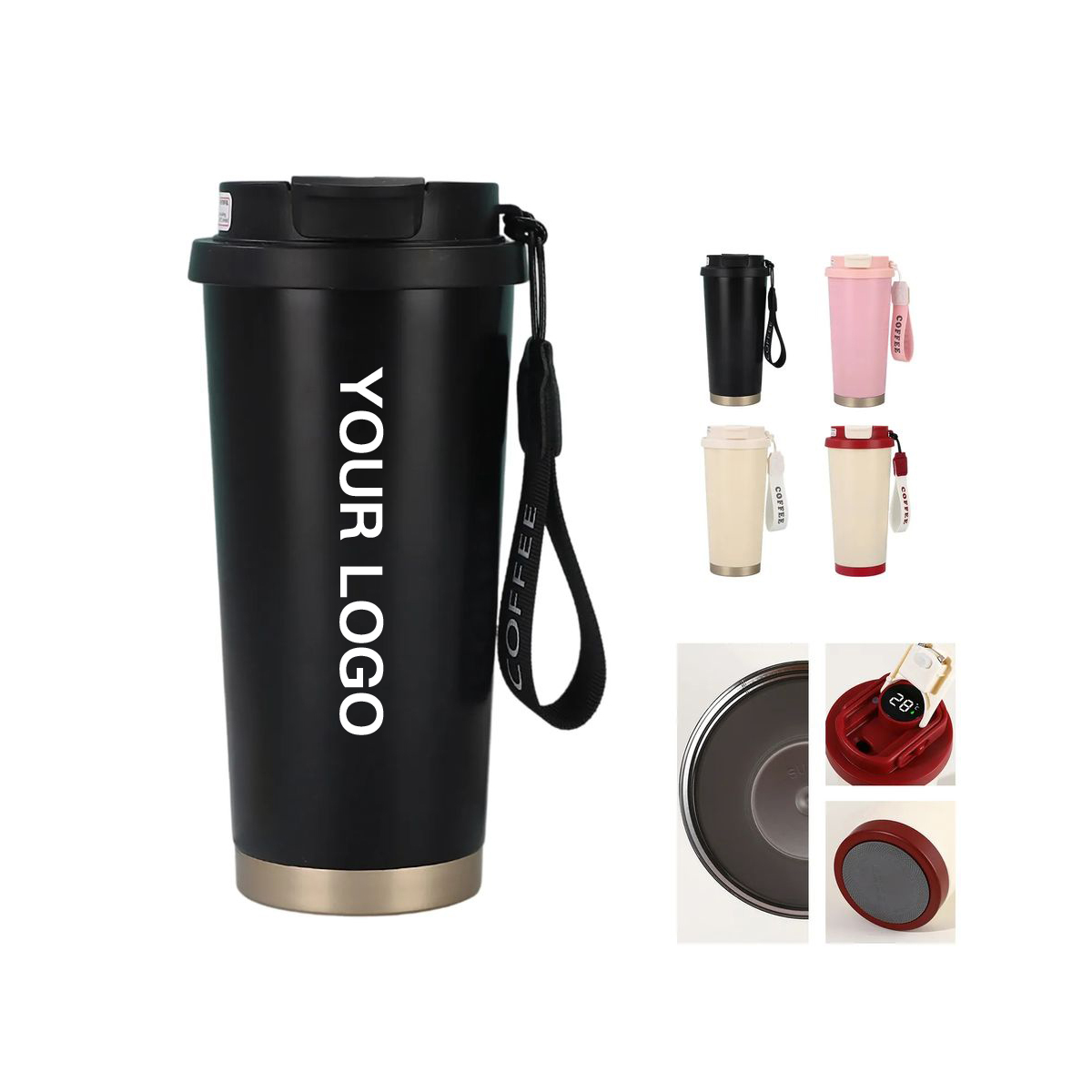 Stainless Steel Coffee Cup with 16oz Capacity and Rope 4