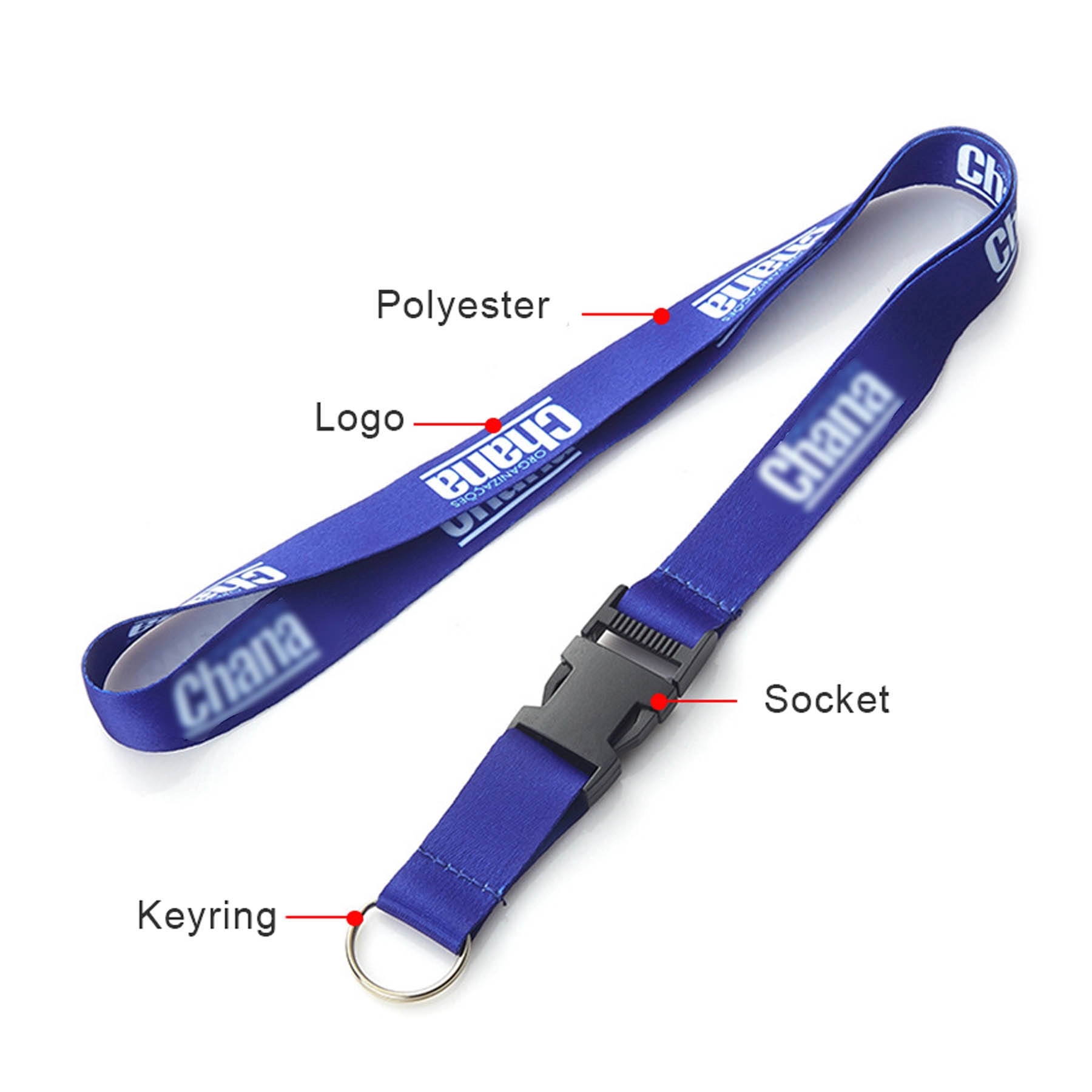 Detachable Woven Lanyards Buckle Release Custom with Keychai 2
