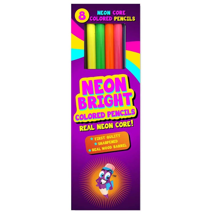Neon Bright Colored Pencils - 8 Pre-sharpened Colors 2