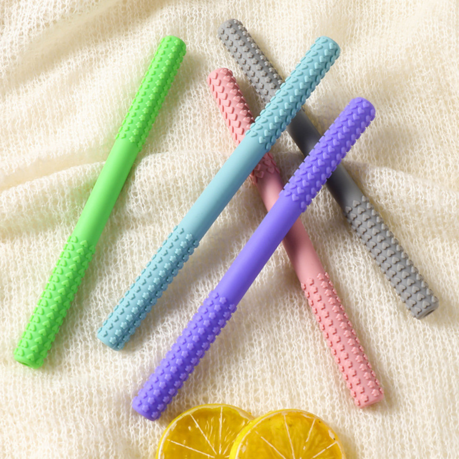 Baby Soft Silicone Hollow Straw Chew Toy 2