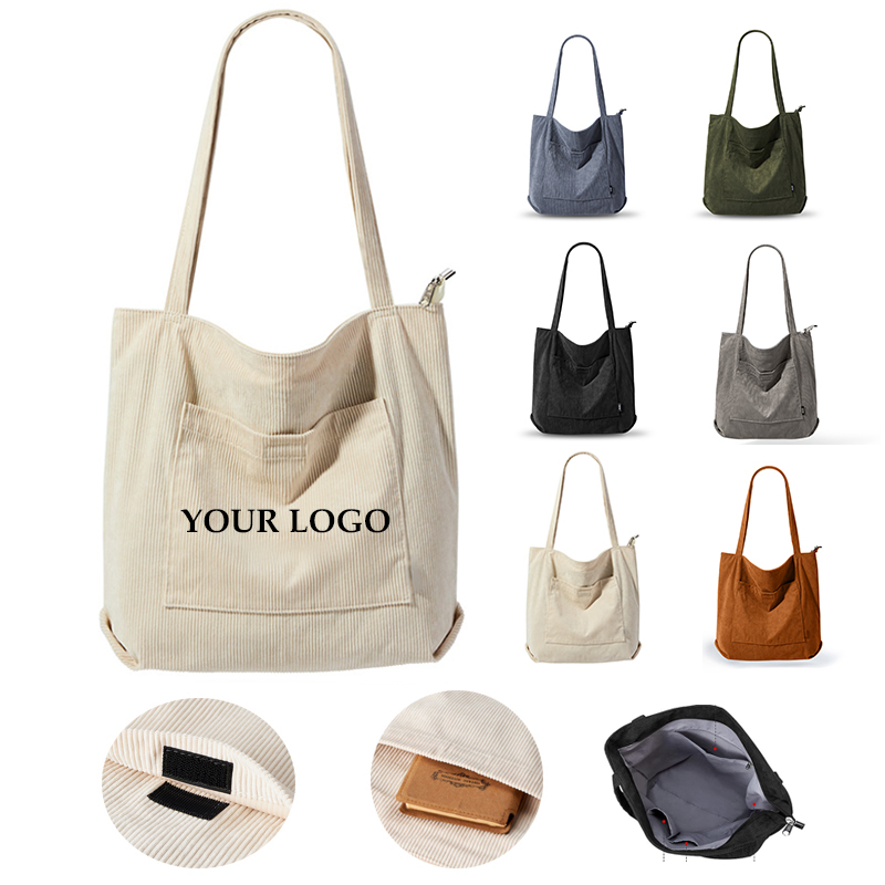 Women Corduroy Tote Large Shoulder Bags 4