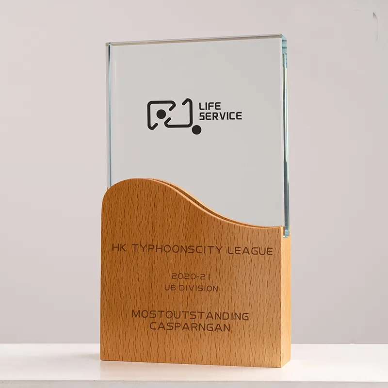 Square Crystal Awards with Wooden Base 4