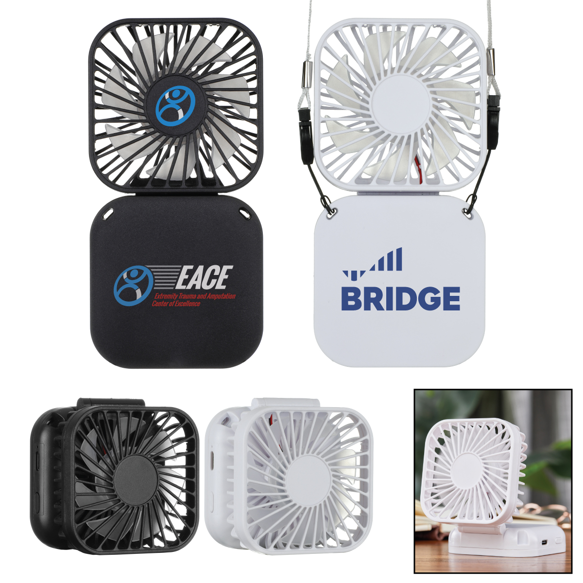 Handheld Rechargeable Folding Mini USB Fan w/Lanyard 2