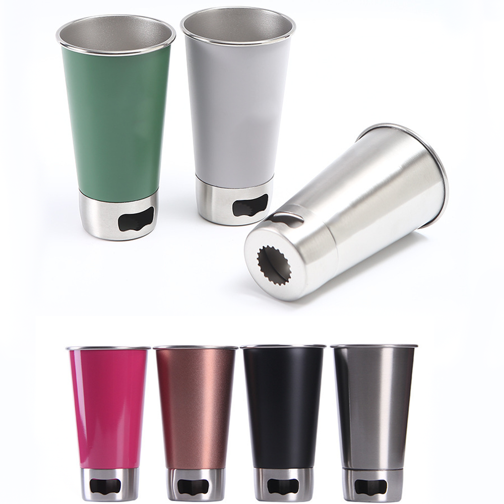 Stainless Steel Beer Cup With Opener 2