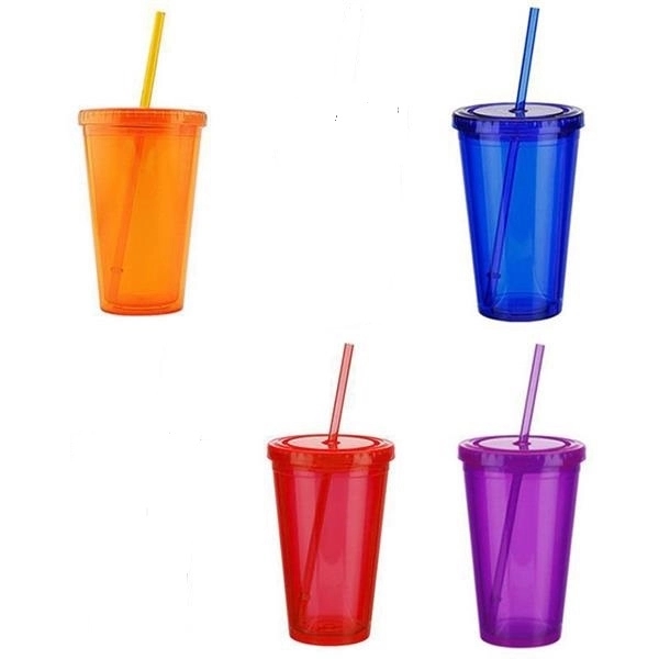 Double Wall Acrylic Tumbler With Straw 1