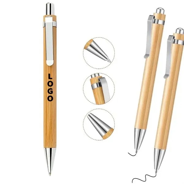 Bamboo Ballpoint Pen with Retractable Ink Writer 5