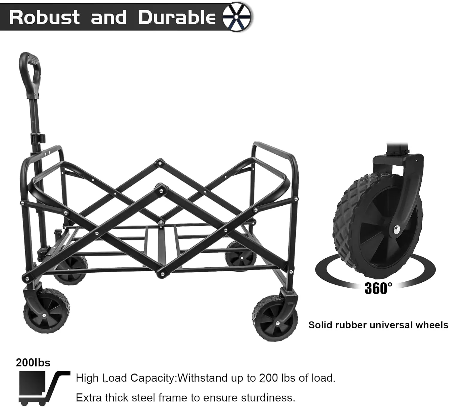 Beach Wagon Cart Heavy Duty with Wheels Foldable 4
