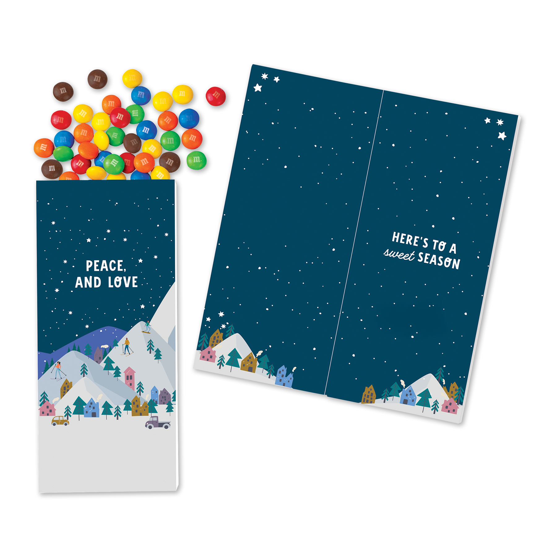 One Color Foil-Stamped Stock Holiday Sentiment Sweeter Cards with Candy Coated Chocolate Bitz