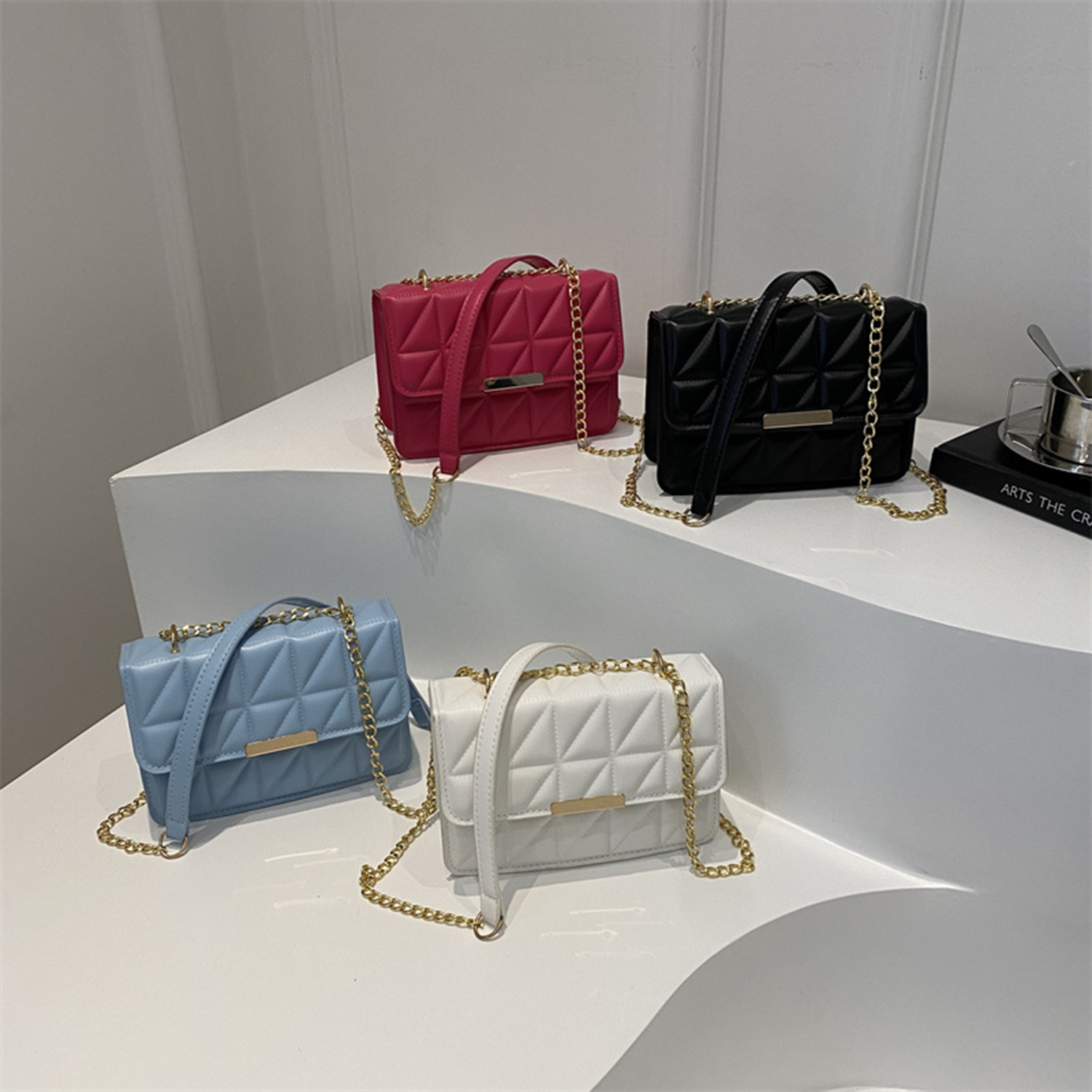 Stylish Geometric Embroidery Faux Leather Shoulder Bag 4