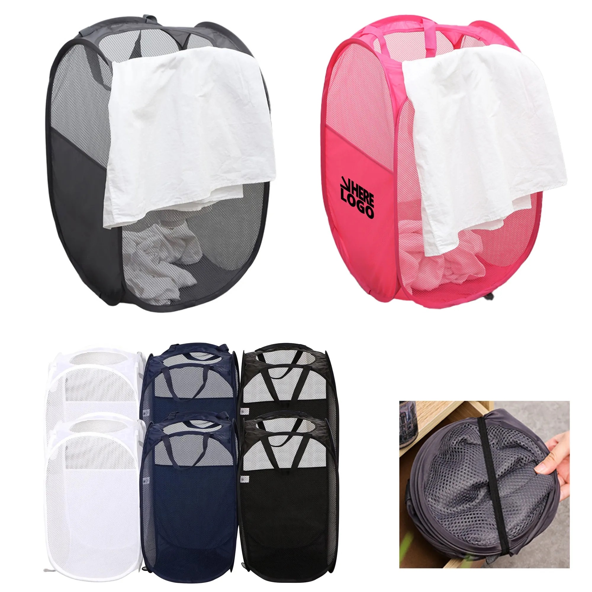 Handy Collapsible Mesh Laundry Hamper MOQ 50PCS 2