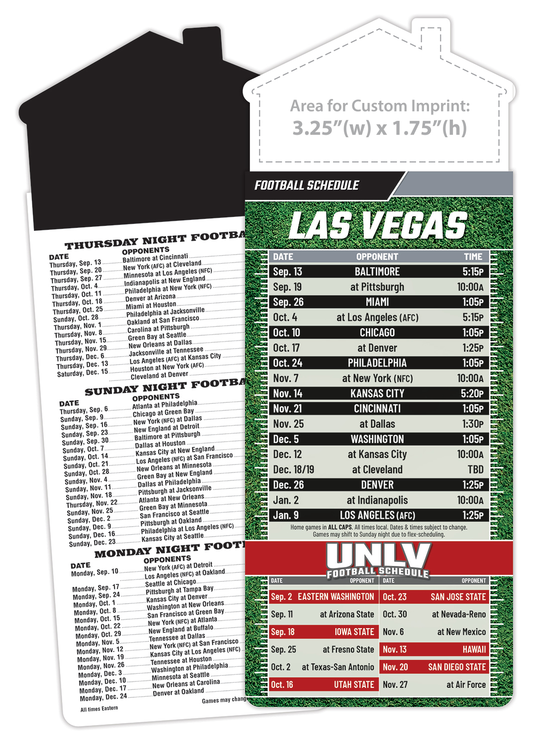 Magna-Card House Shape Magnet Football Schedules (3.5x9)