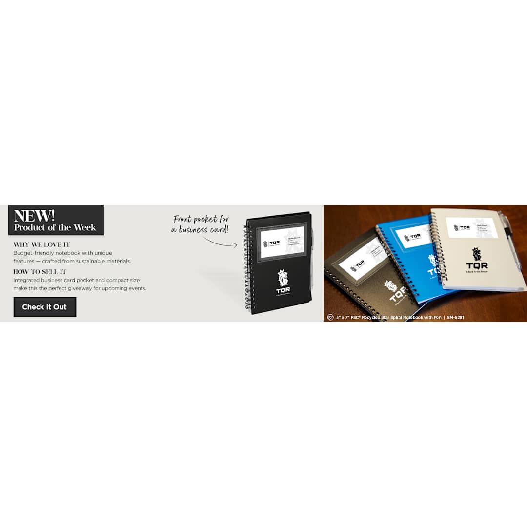 FSC® Recycled 5" x 7" Star Spiral Notebook with Pe 22