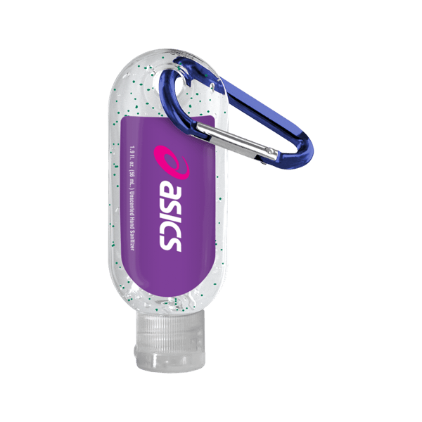 1.9 oz. Single Color Moisture Bead Sanitizer in Clear Bottle with Carabiner 48
