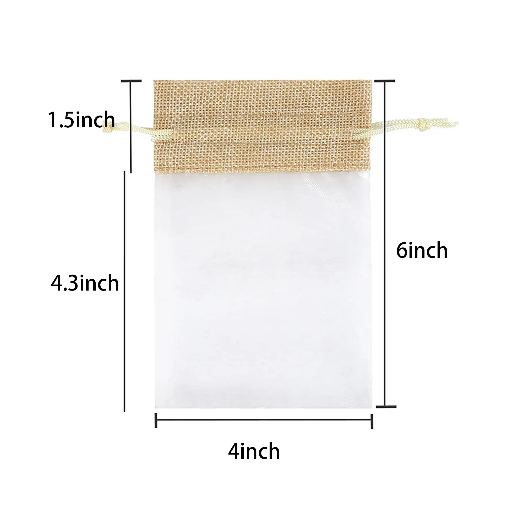 4" x 6" Linen Organza Splicing Gift Bag Drawstring Pouches 2
