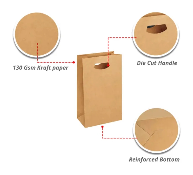 Die-Cut Handle Bags - Brown 3