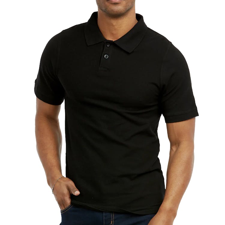 Men's Slim Polo Uniform Shirts - Small Black 2