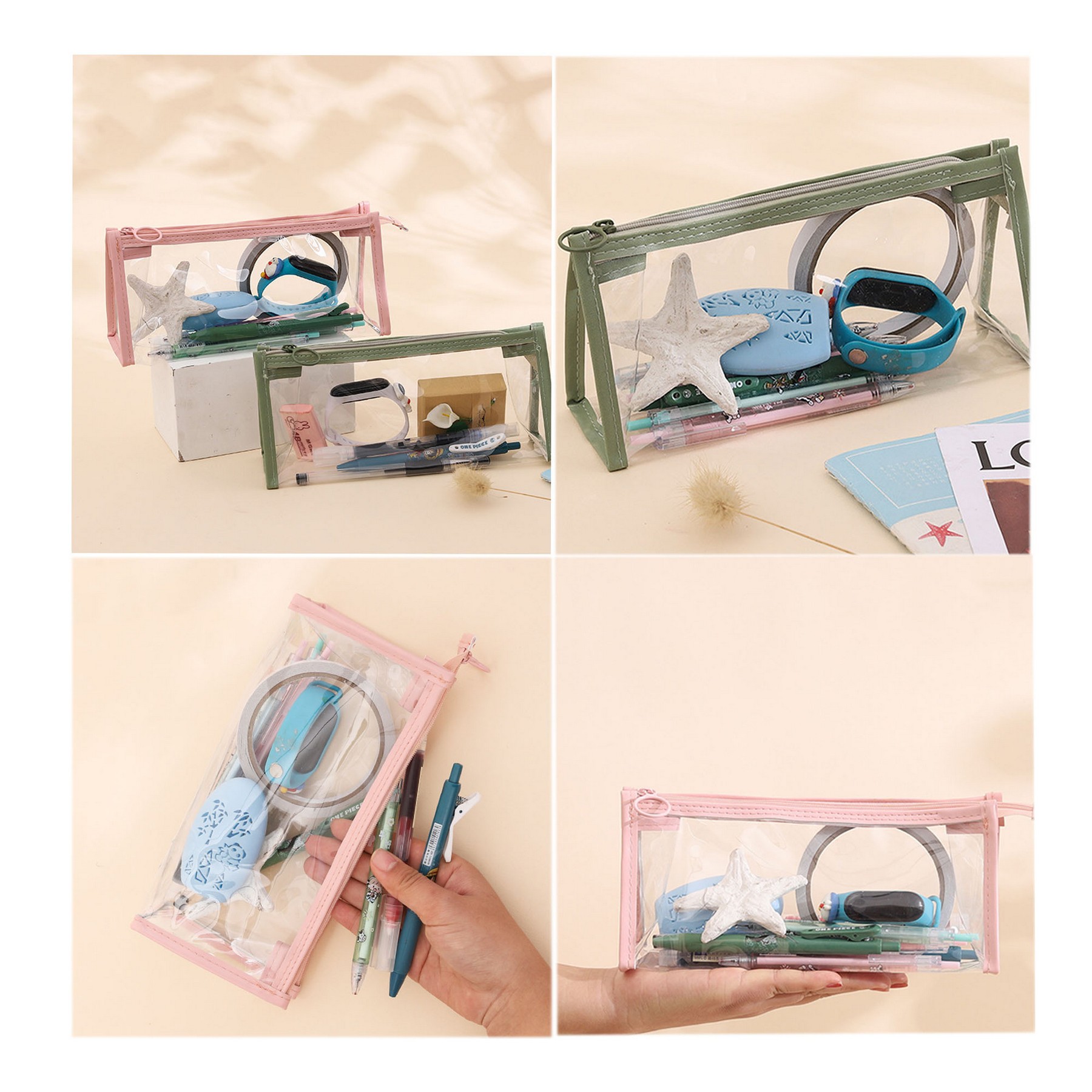 Clear Multifunction Pencil Pouch Transparent Makeup Bag 3
