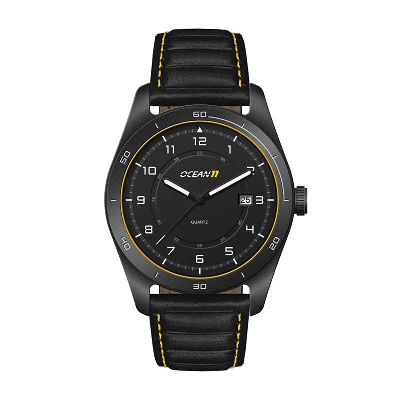 WC6616 42MM STEEL BLACK CASE, 3 HAND MVMT, BLACK DIAL, DTE DISPLAY, LEATHER STRAP, FLAT MINERAL CRYSTAL, 10