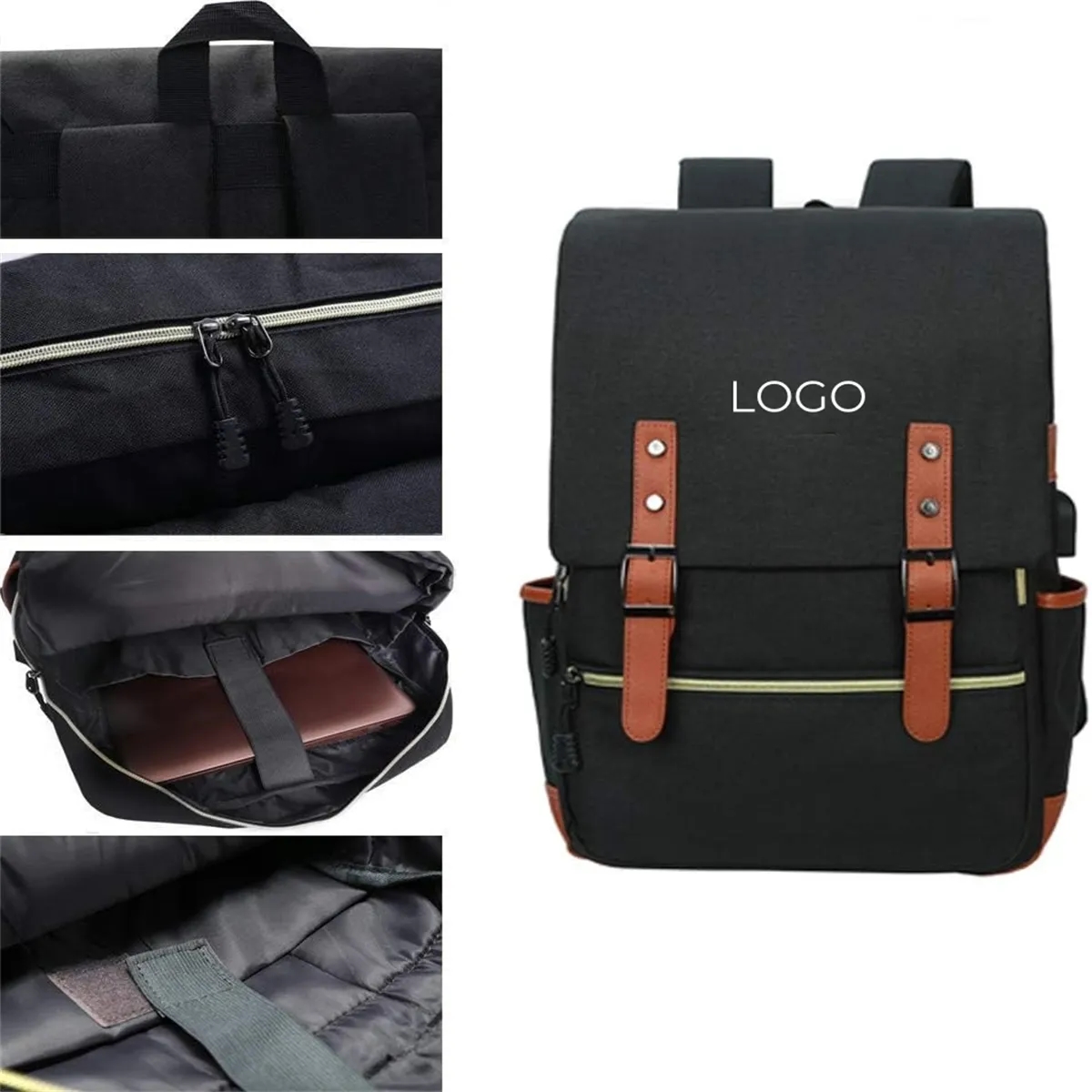 Vintage Laptop Backpack College School Bag Bookbags 4