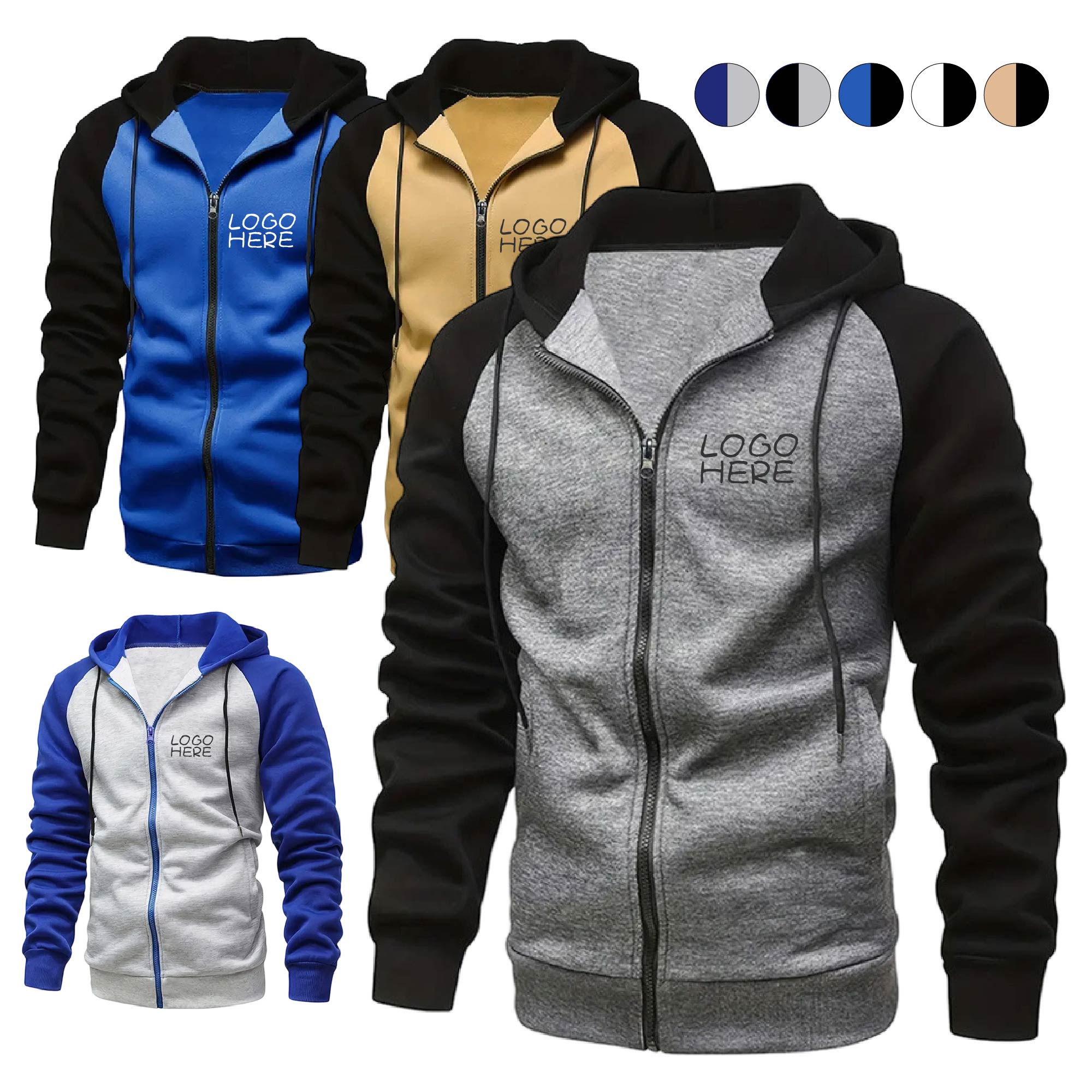 Full Zip Long Sleeve Sweatshirt Sports Hooded Jacket, custom hoodie or sweatshirt with logo imprint 1