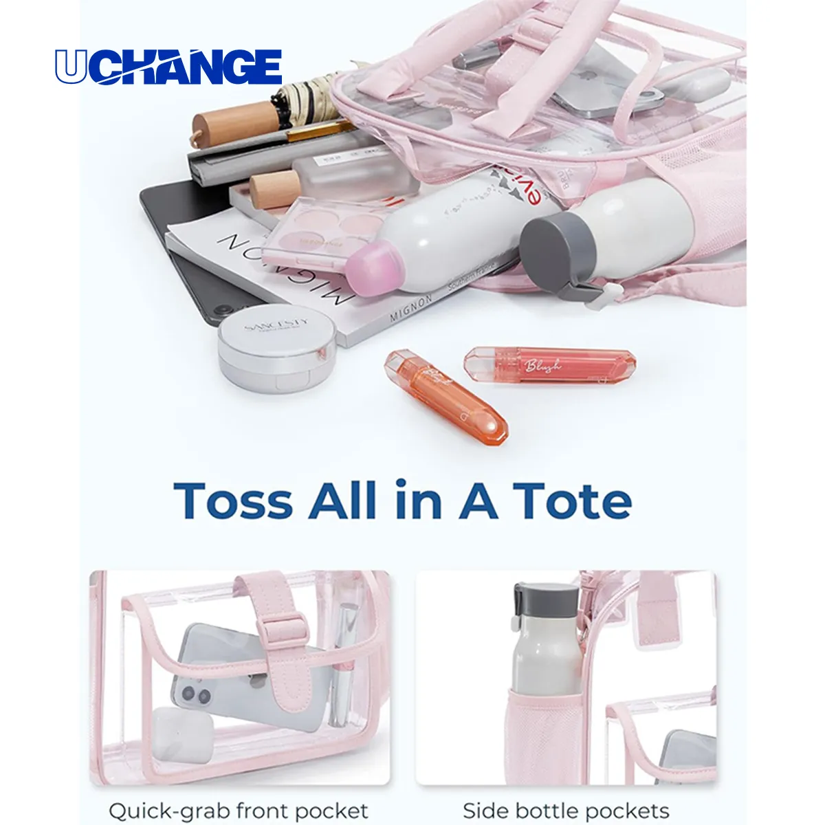 11" x 11" x 5" Clear Stadium Tote With Shoulder Strap 3