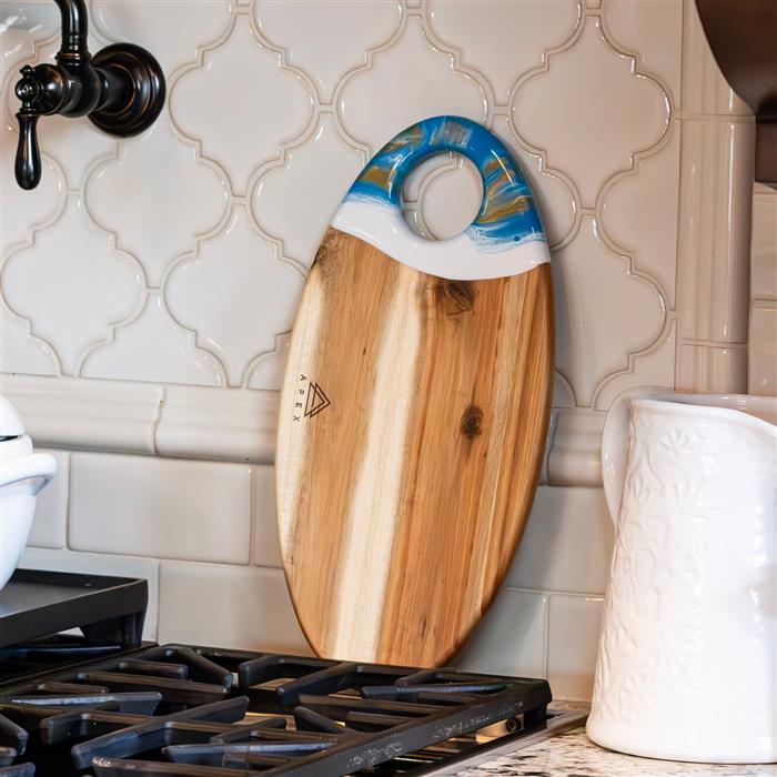 Medium Oval Acacia Board With Dip Holder 21