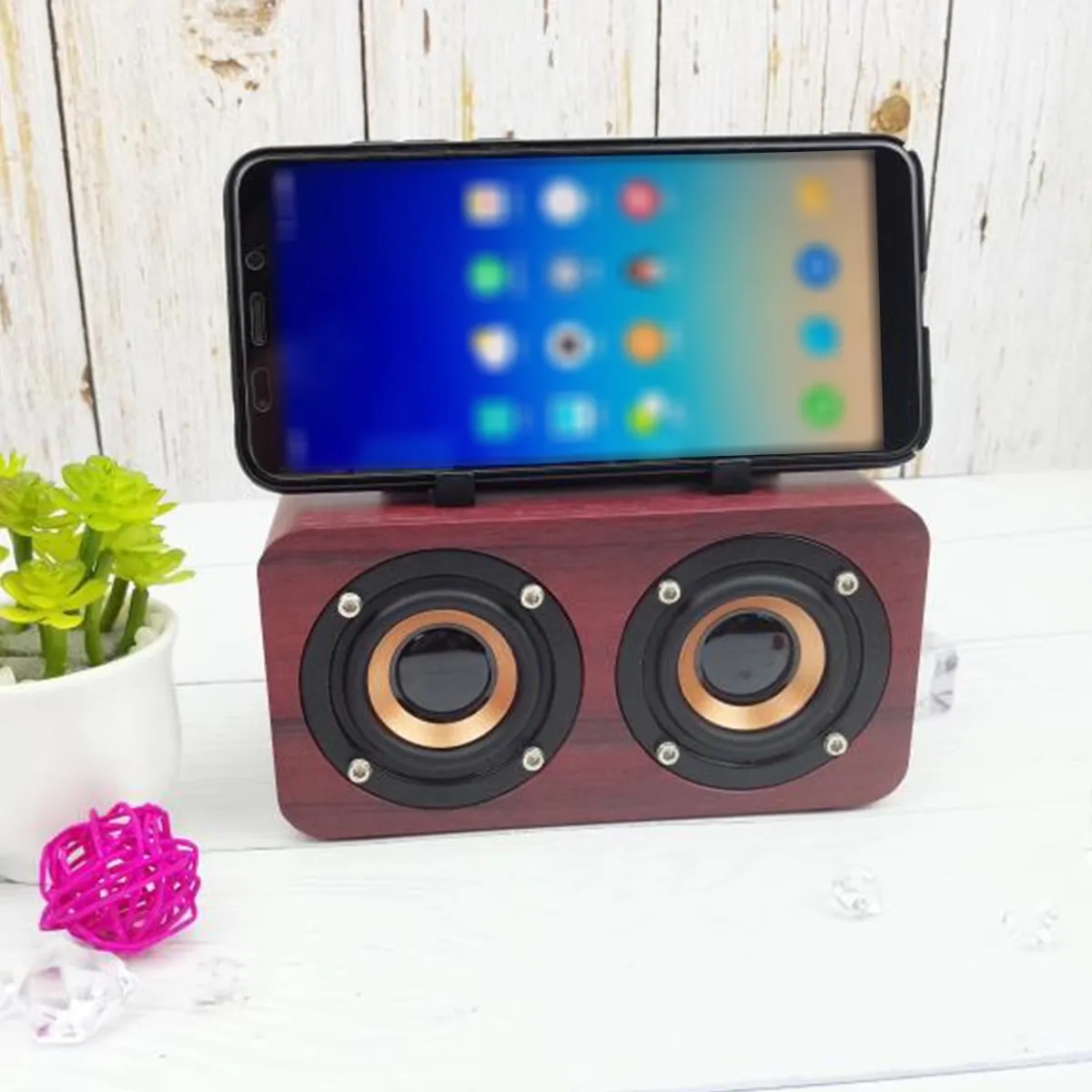 Vintage Bluetooth Speaker 360 Degree Wooden Music Player 4