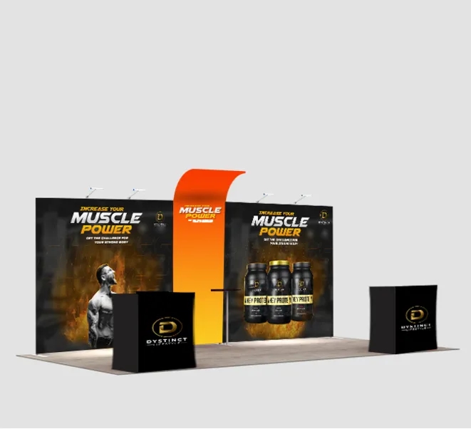20ft Inline Trade Show Booth – Premium Backwall Display with Counters & Storage 4