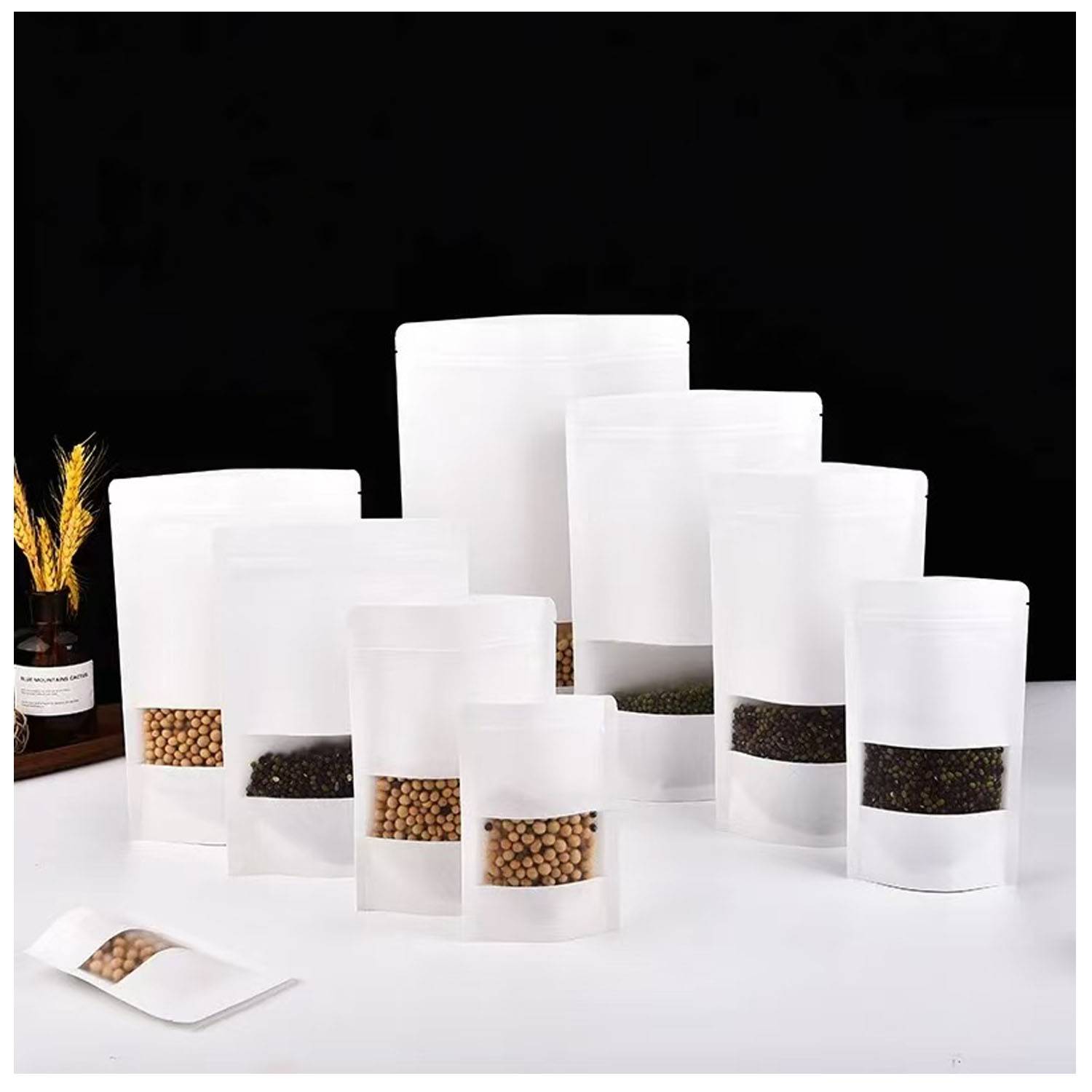 Reusable White Kraft Zip Lock Food Storage Bag 3