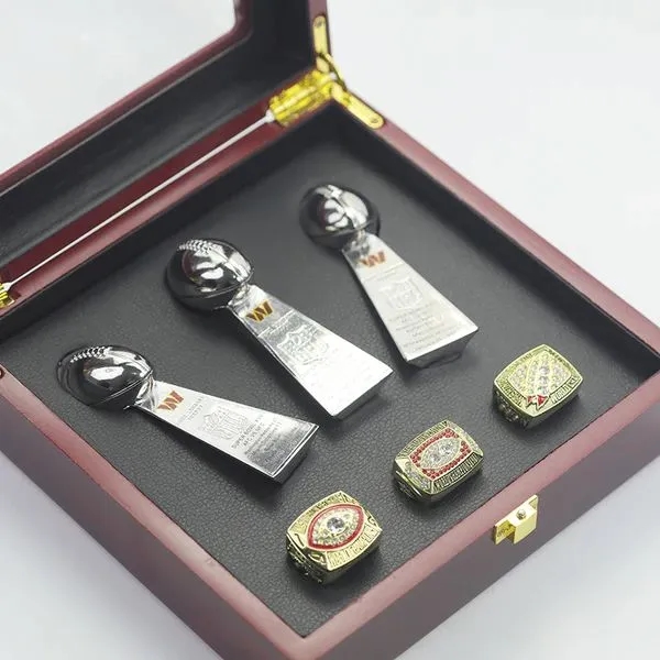 3 Washington Commanders Championship Ring Set w/ 3 Trophies 2