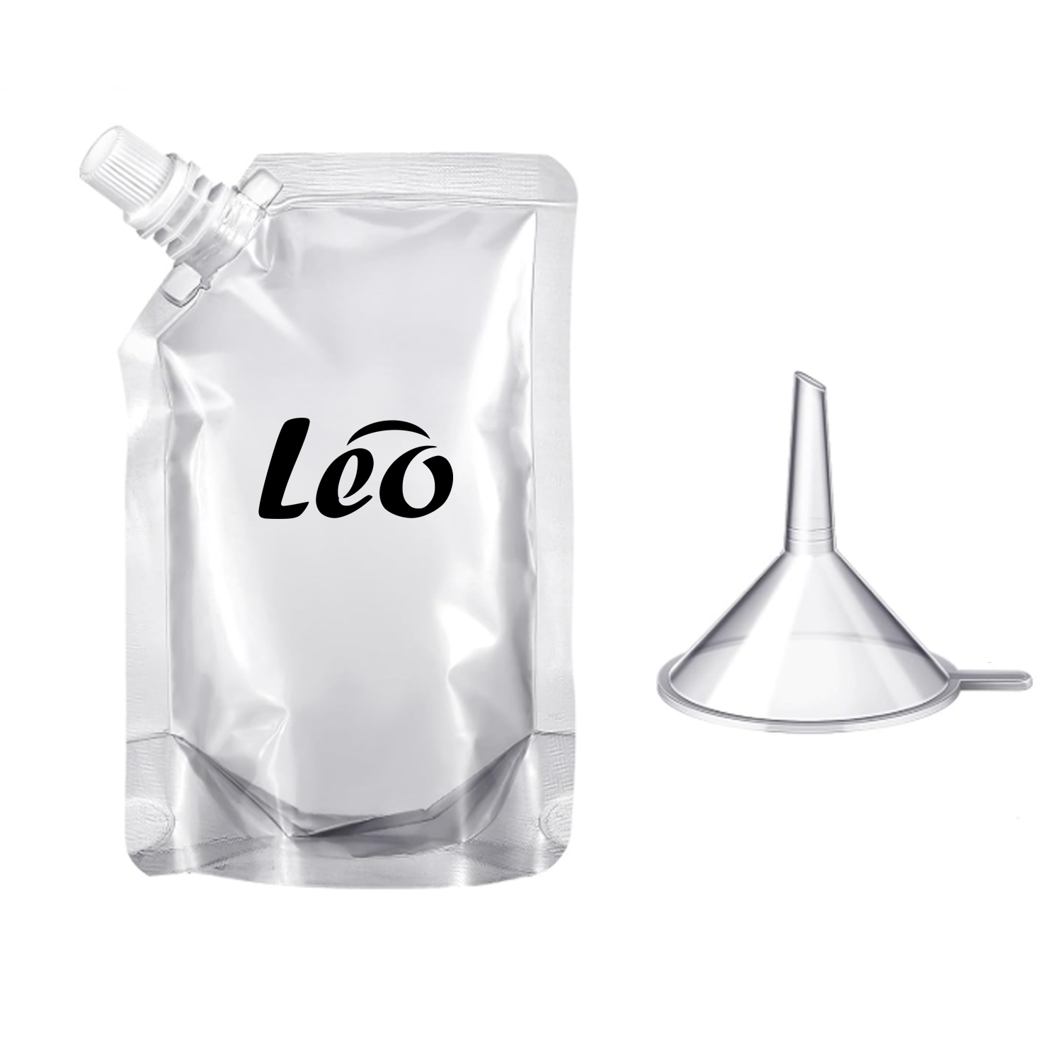Transparent suction nozzle beverage bag w/ funnel 2