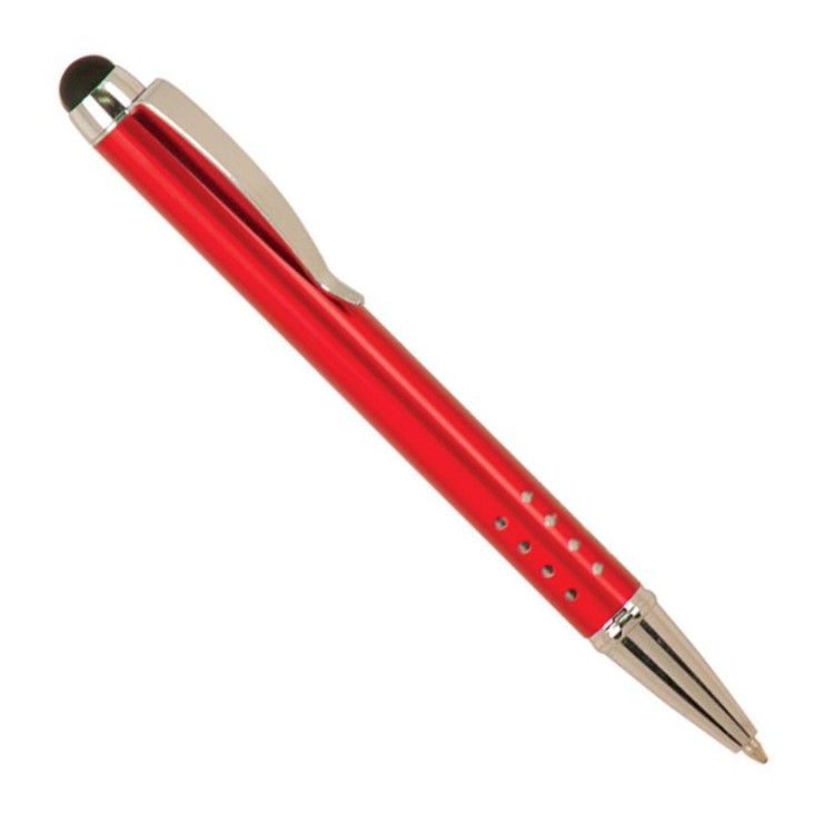 Laser Engraved Red Gloss Ballpoint Pen with Stylus 2