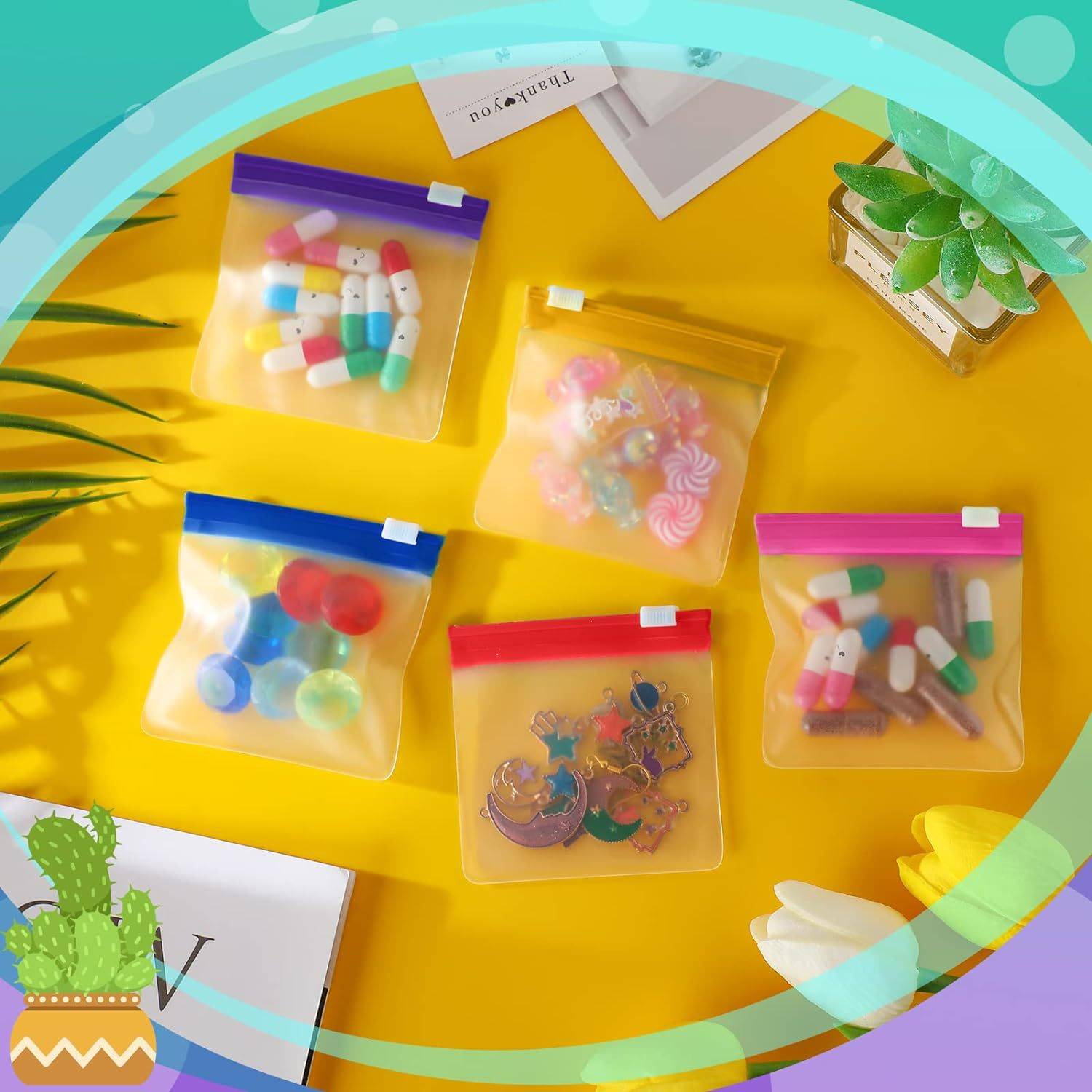 Clear Plastic Pill Pouch Travel Bag Zippered 7