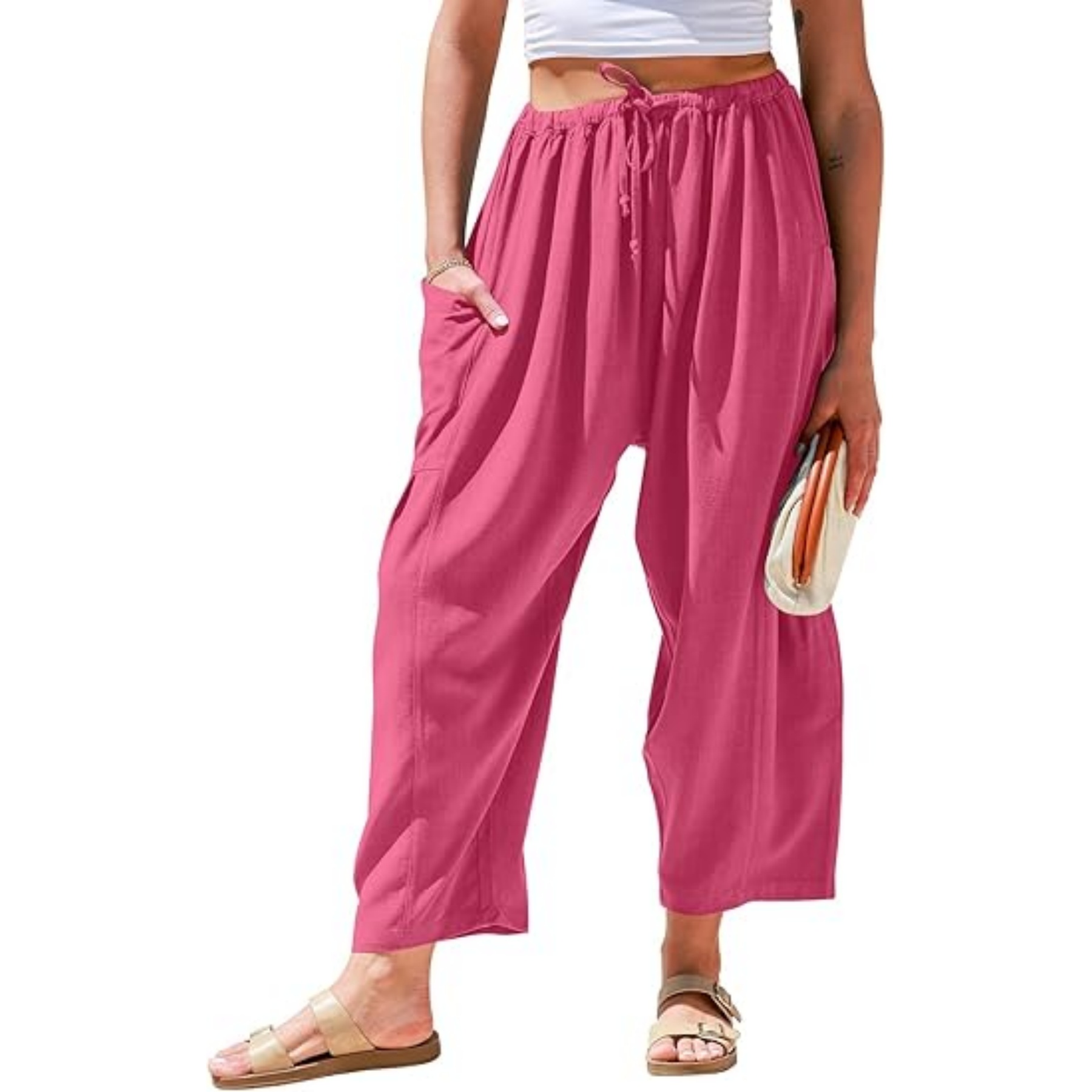 Women Linen Wide Leg Pants 2