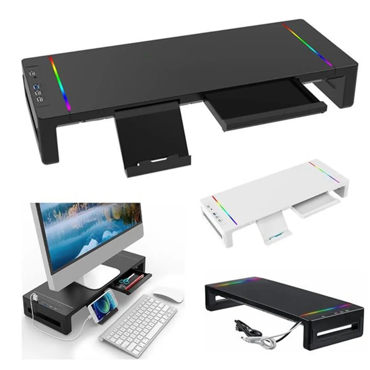 Laptop Computer Stand Riser Bed Fold Desk with USB Ports 3