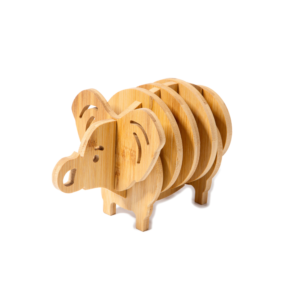 Elephant Shaped Bamboo Coaster and Table Top Decoration 3