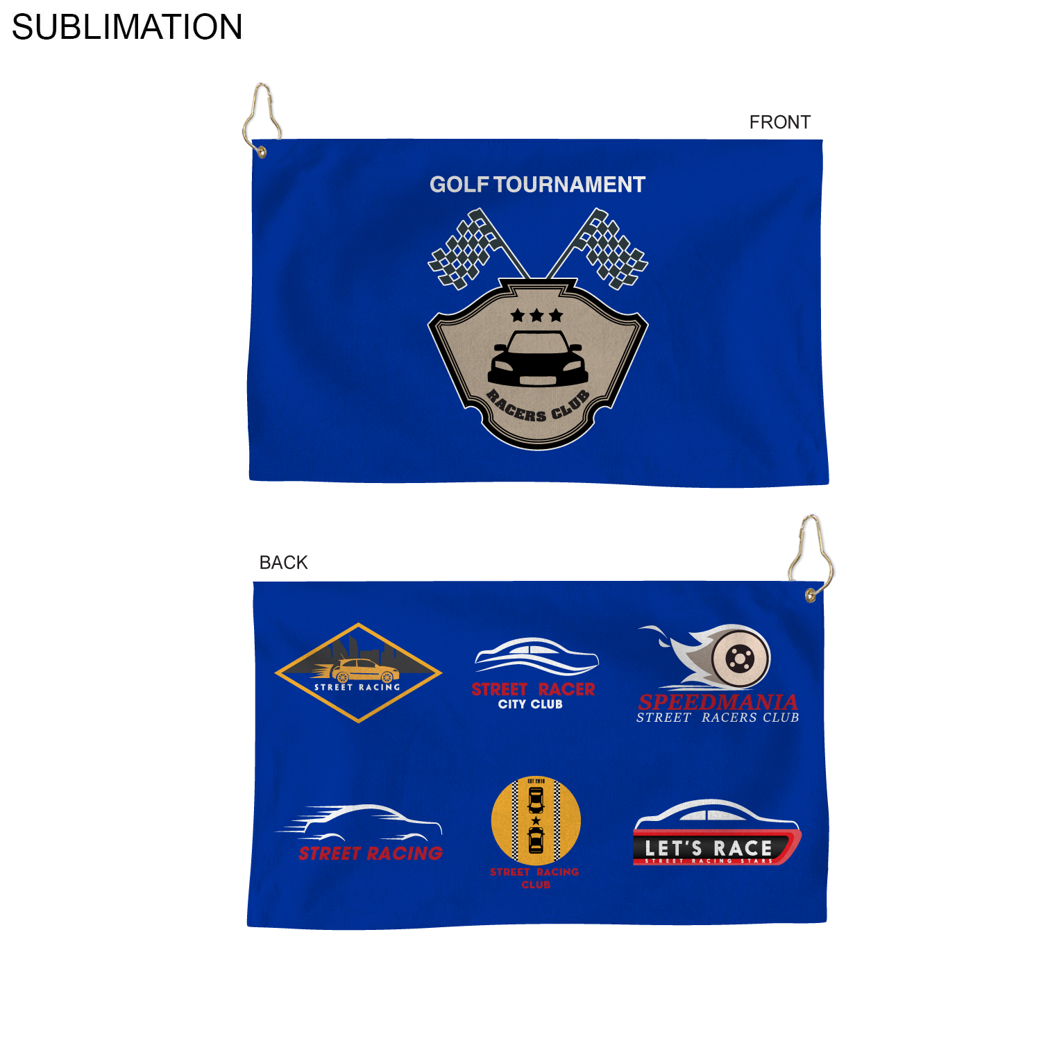 48Hr Quick Ship - Colored Microfiber Dri-Lite Terry Golf Towel, 15x25, Sublimated 2 sides 5