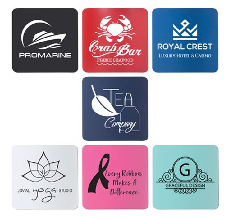 3 3/4" Square Silicone Coaster Laser Engraved