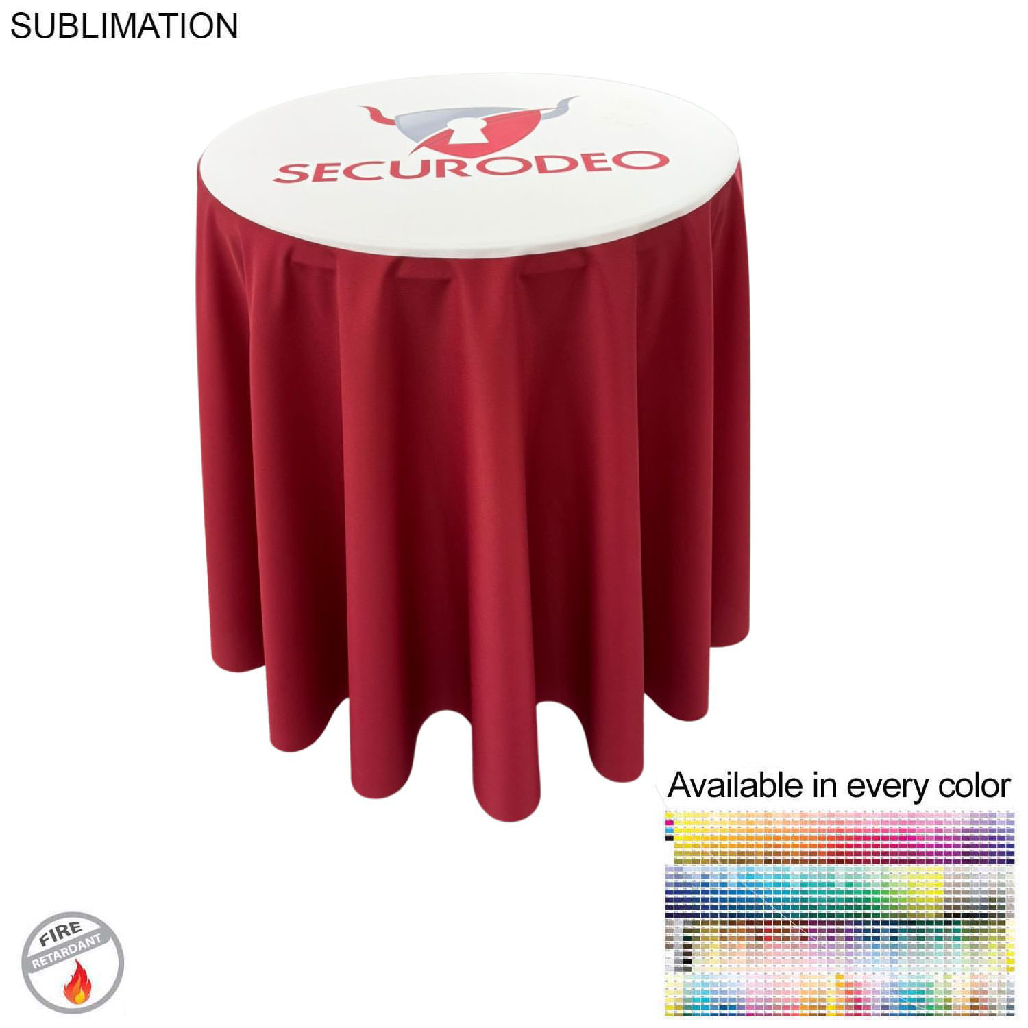 24Hr Express Ship - Sublimated Bar-Height Round Drape Table Throw 7