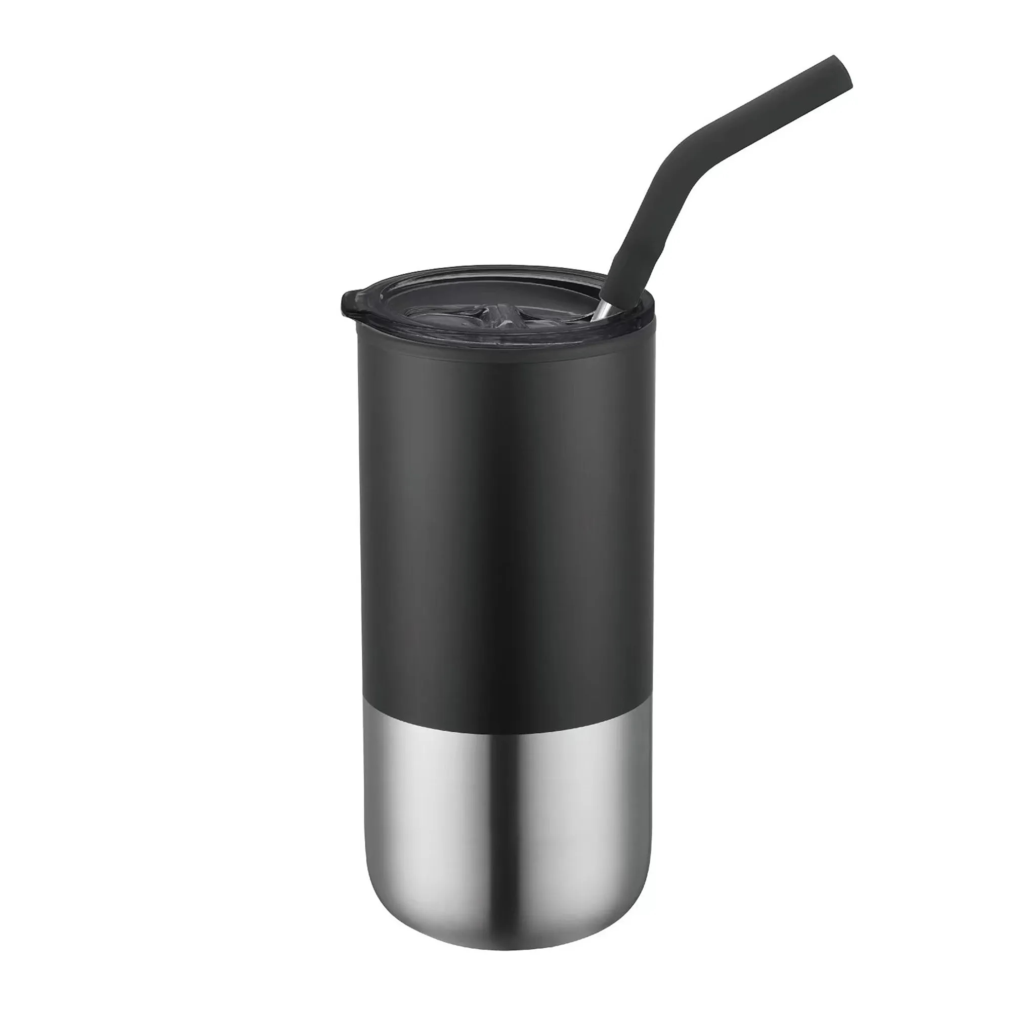 16oz. Double Wall SS / PP Tumbler w/Silicone Sip Steel Straw 12