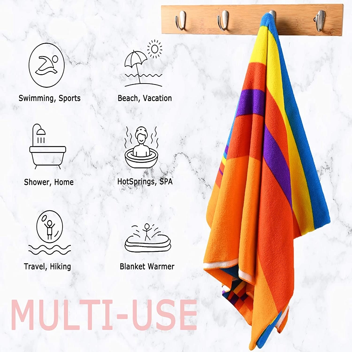 31.5 X 63 Inch Square Beach Towel 3