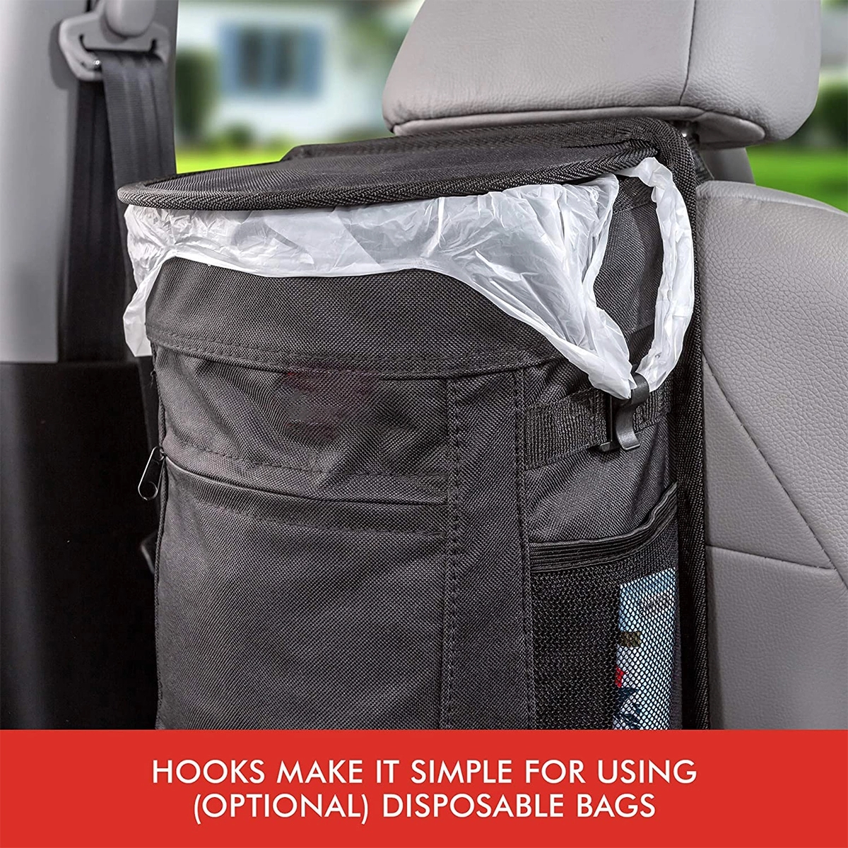 2.5 Gallon Spill-Proof Car Trash Can Hanging Garbage Bin 5