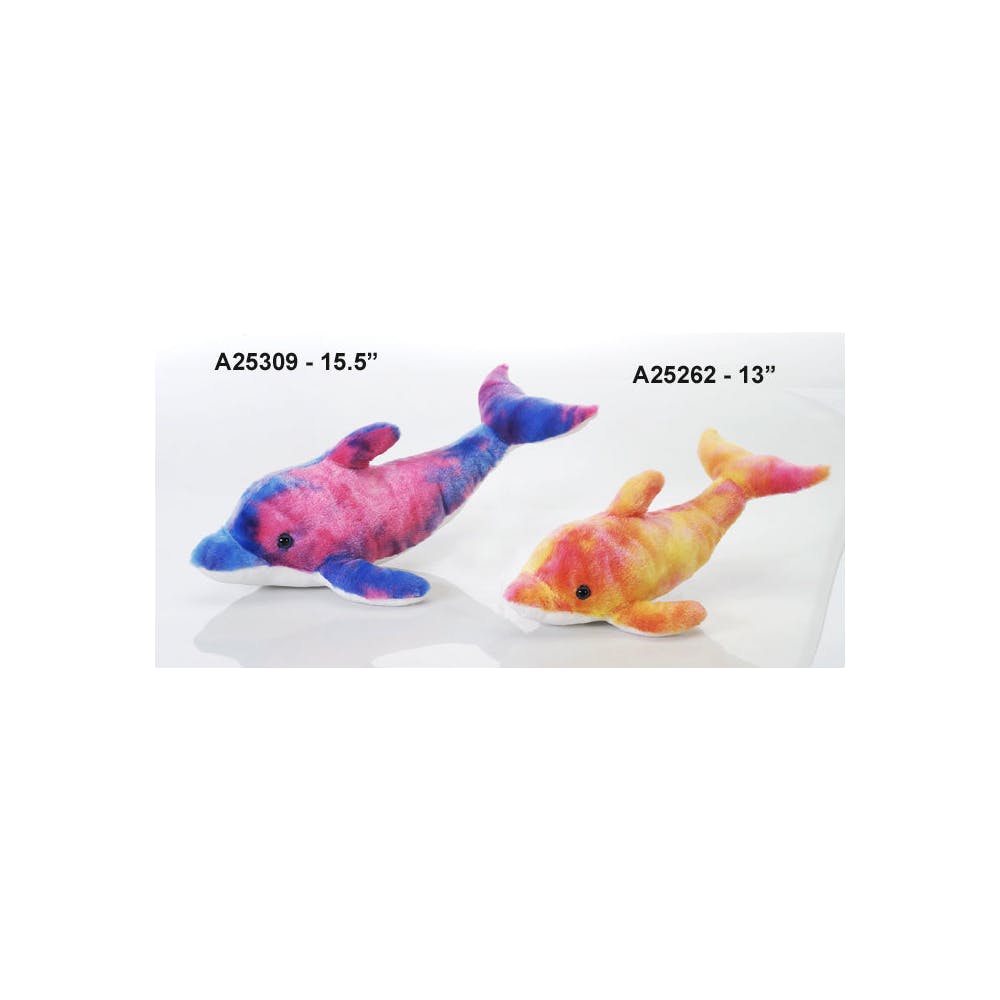 Dolphin Plush Toy - 15.5" Tie Dye Colors 2