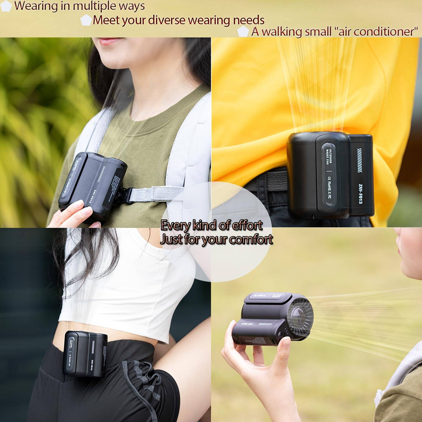 Portable USB Charging Mini Leafless Hanging Waist Fan 4