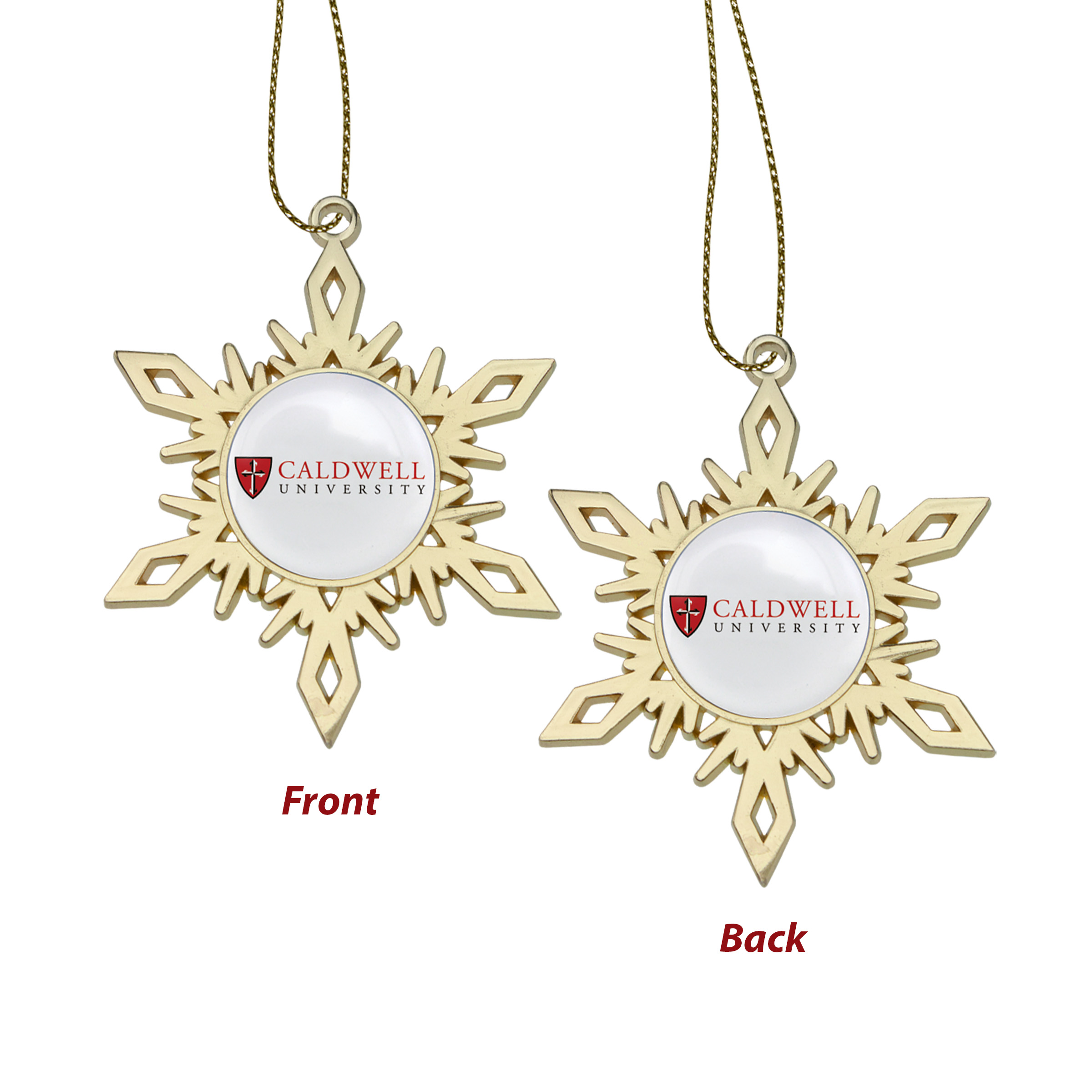 Gold Snowflake Holiday Ornament (2-Sided) 2