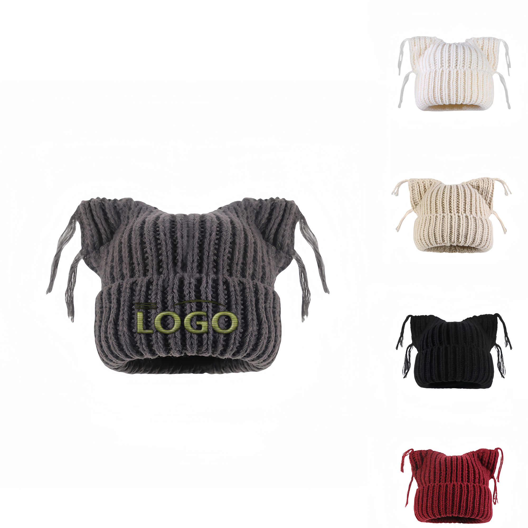 Cozy Knit Hat with Cat Ears and Tassels for Winter 2