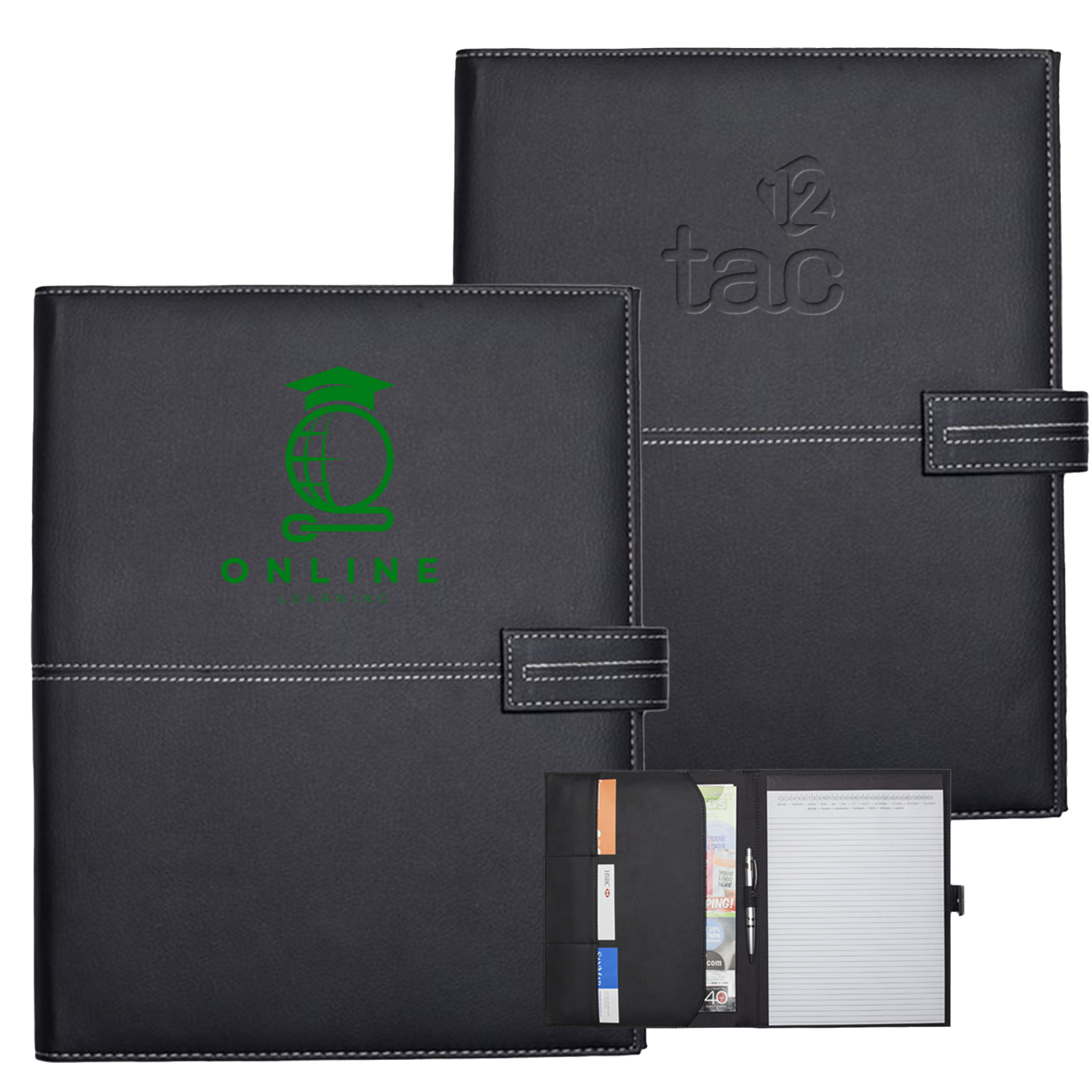 White Stitched PU Leather Portfolios 1