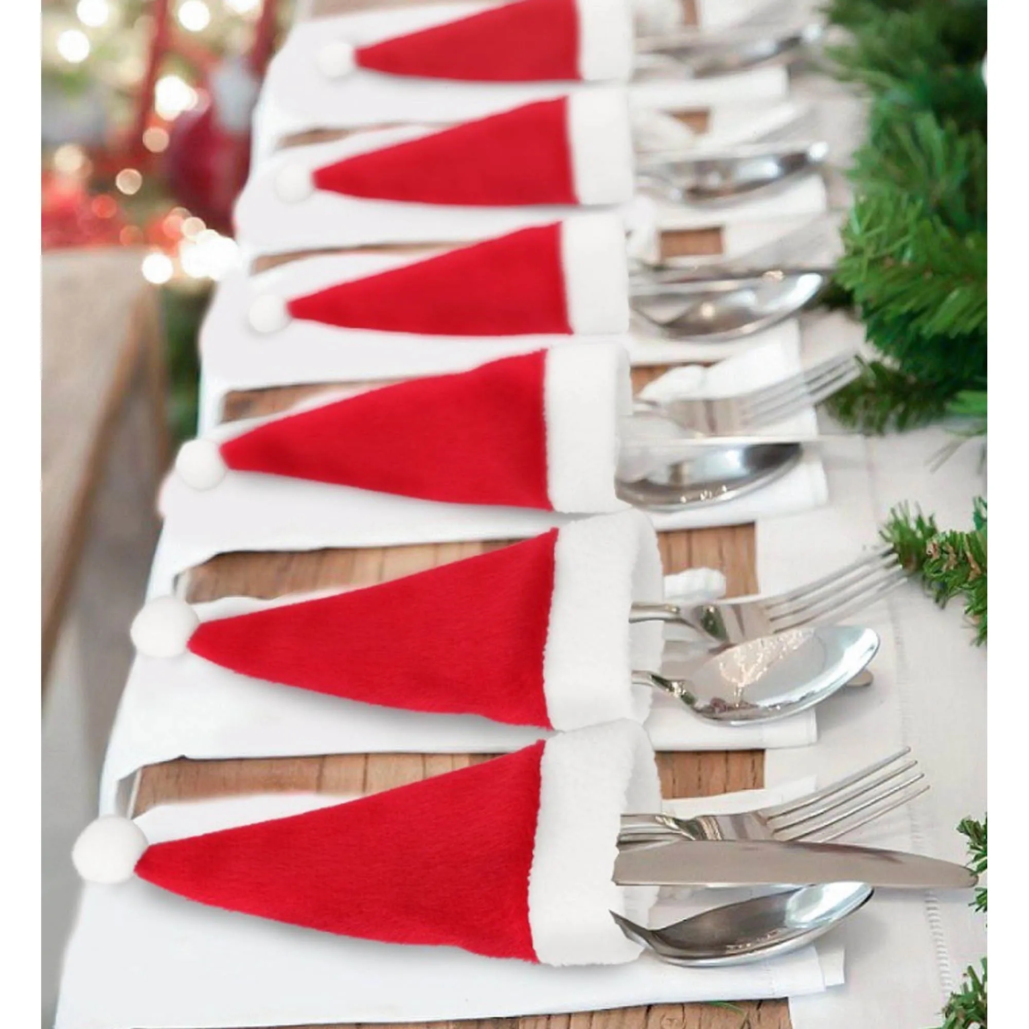 Mini Christmas Hat Utensil Holder for Holiday Decor 2