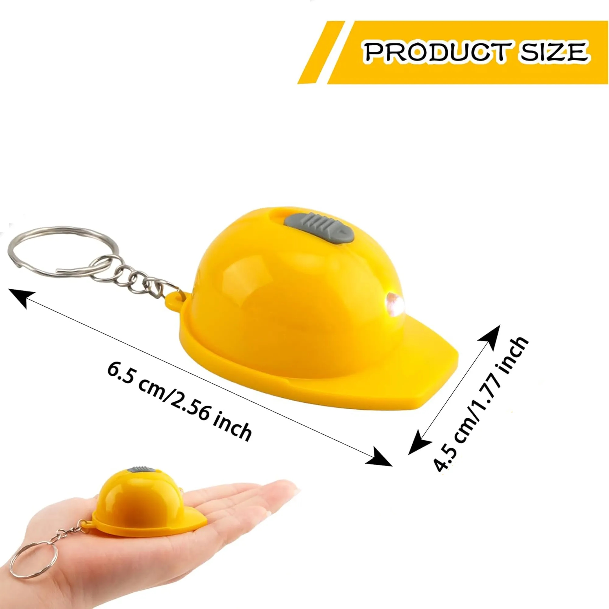Mini Construction Hat Flashlight Keychain Safety Helmet 2